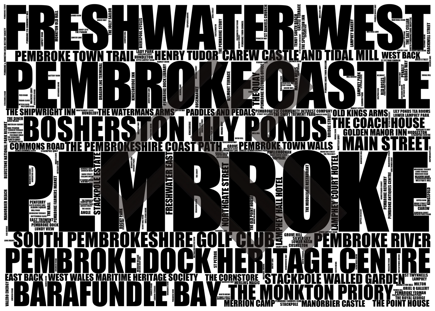 Pembroke - Premium Typographic Word Cloud Prints, Posters & Gifts
