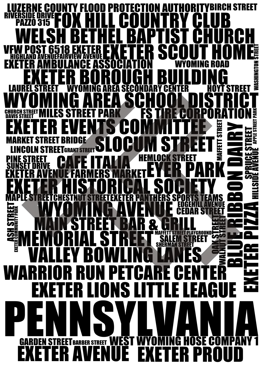 Pennsylvania - Premium Typographic Word Cloud Prints, Posters & Gifts