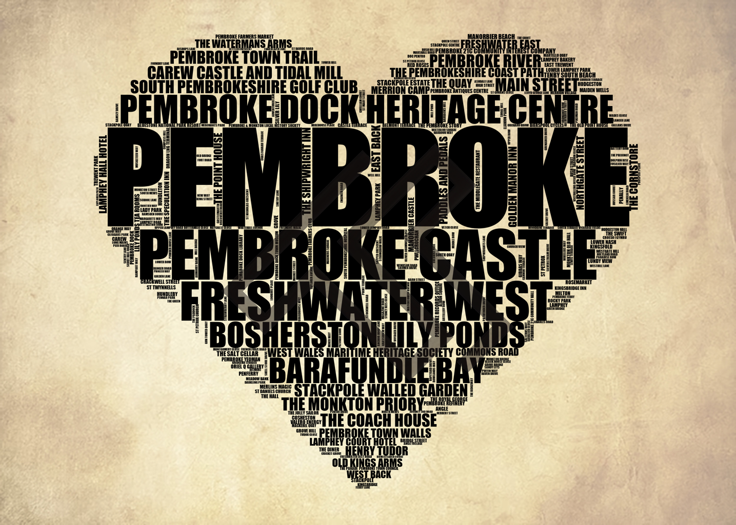 Pembroke - Premium Typographic Word Cloud Prints, Posters & Gifts