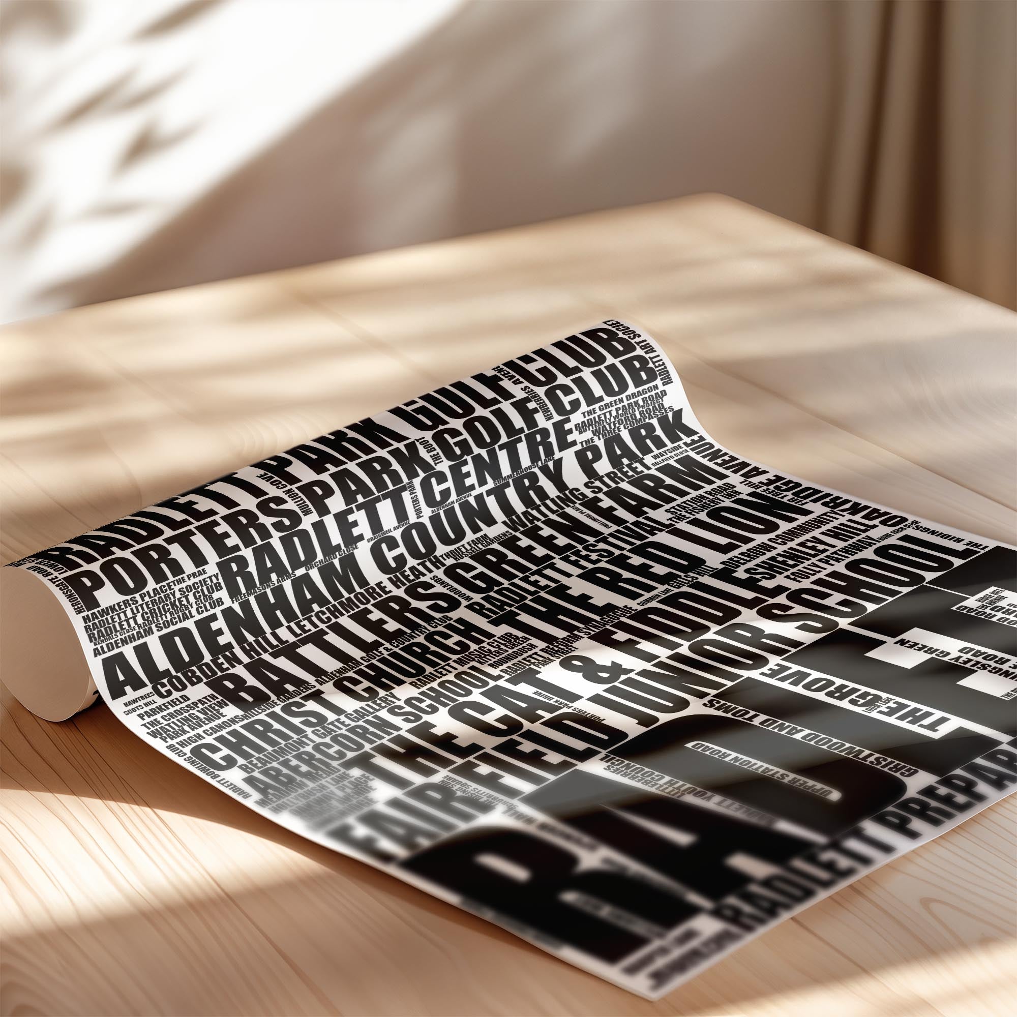 Radlett - Premium Typographic Word Cloud Prints, Posters & Gifts