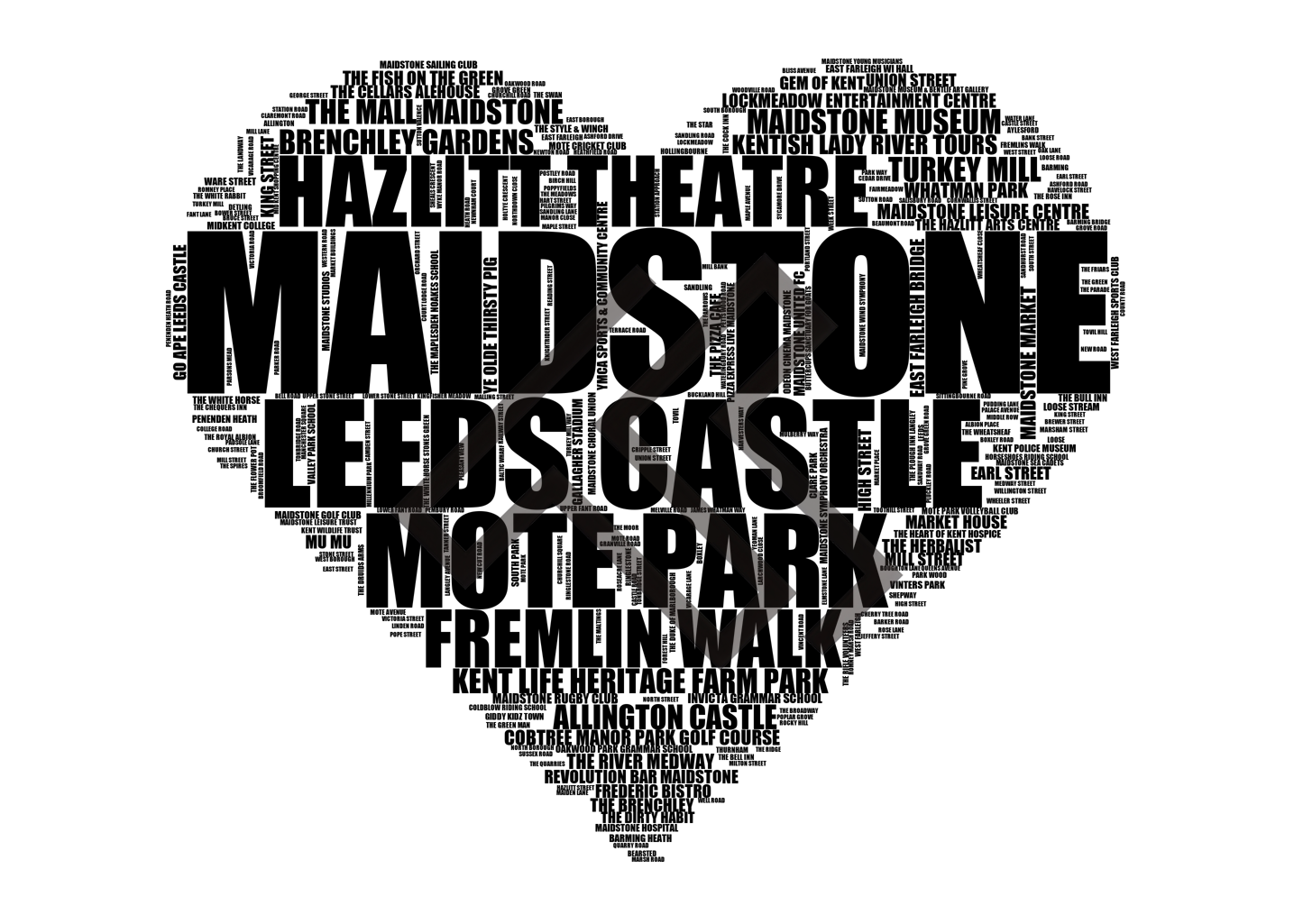 Maidstone - Premium Typographic Word Cloud Prints, Posters & Gifts