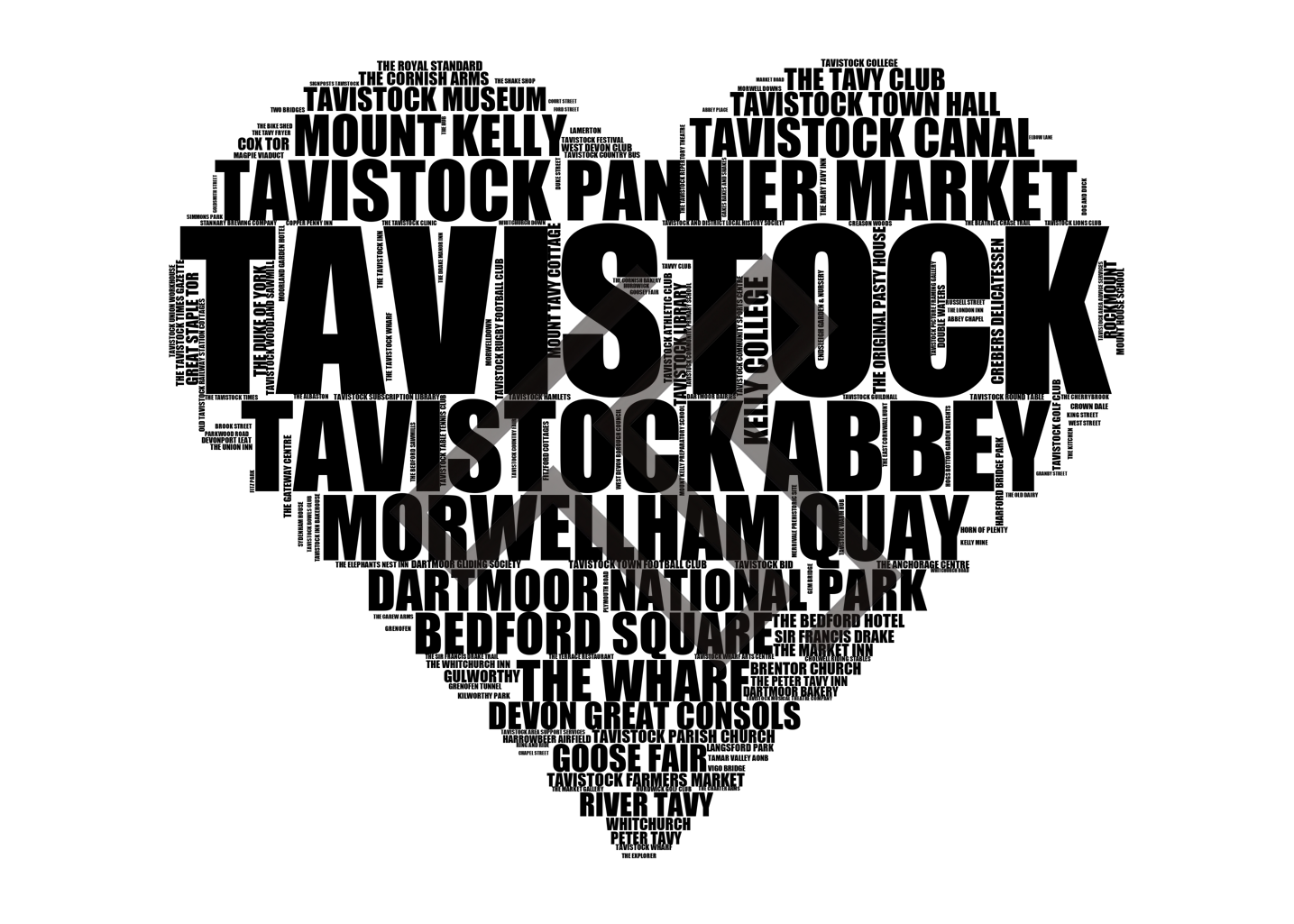 Tavistock - Premium Typographic Word Cloud Prints, Posters & Gifts