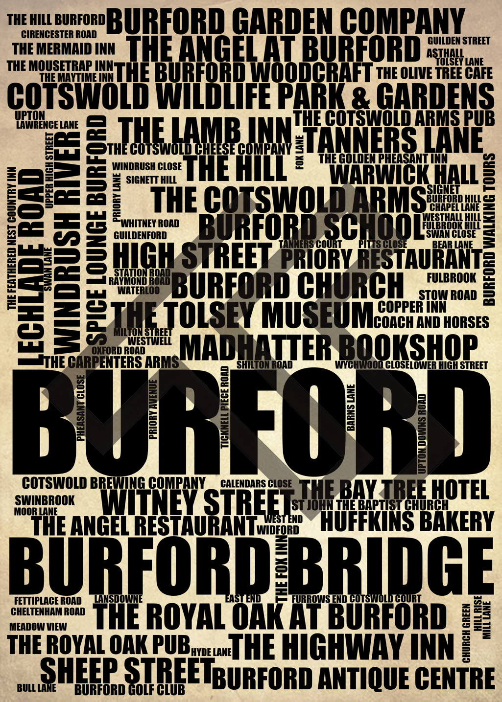 Burford - Premium Typographic Word Cloud Prints, Posters & Gifts