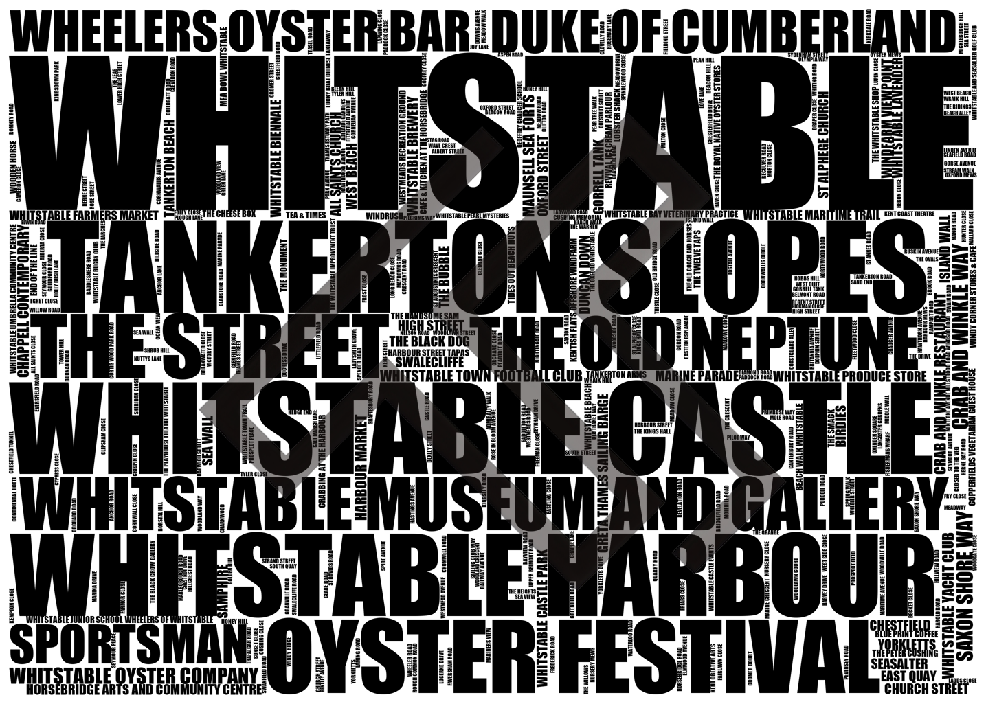 Whitstable - Premium Typographic Word Cloud Prints, Posters & Gifts