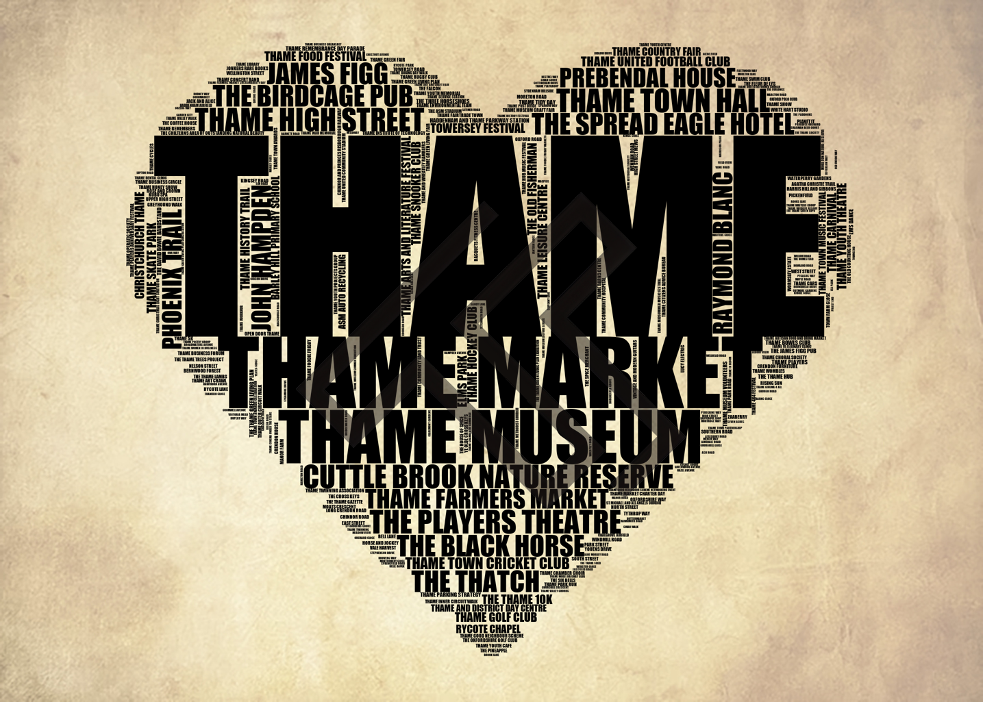 Thame - Premium Typographic Word Cloud Prints, Posters & Gifts