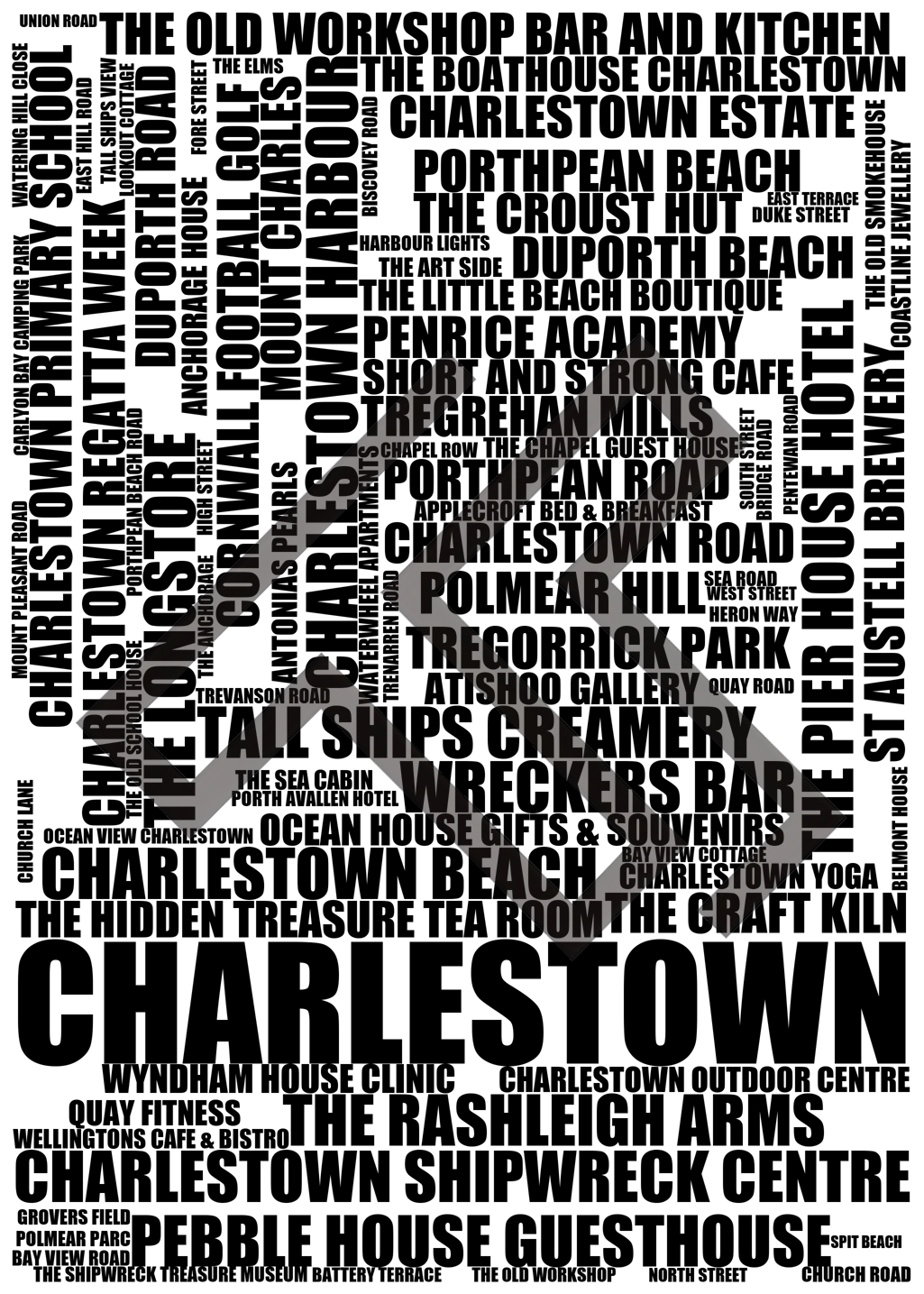 Charlestown - Premium Typographic Word Cloud Prints, Posters & Gifts