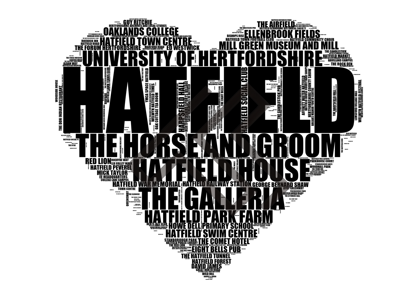 Hatfield - Premium Typographic Word Cloud Prints, Posters & Gifts