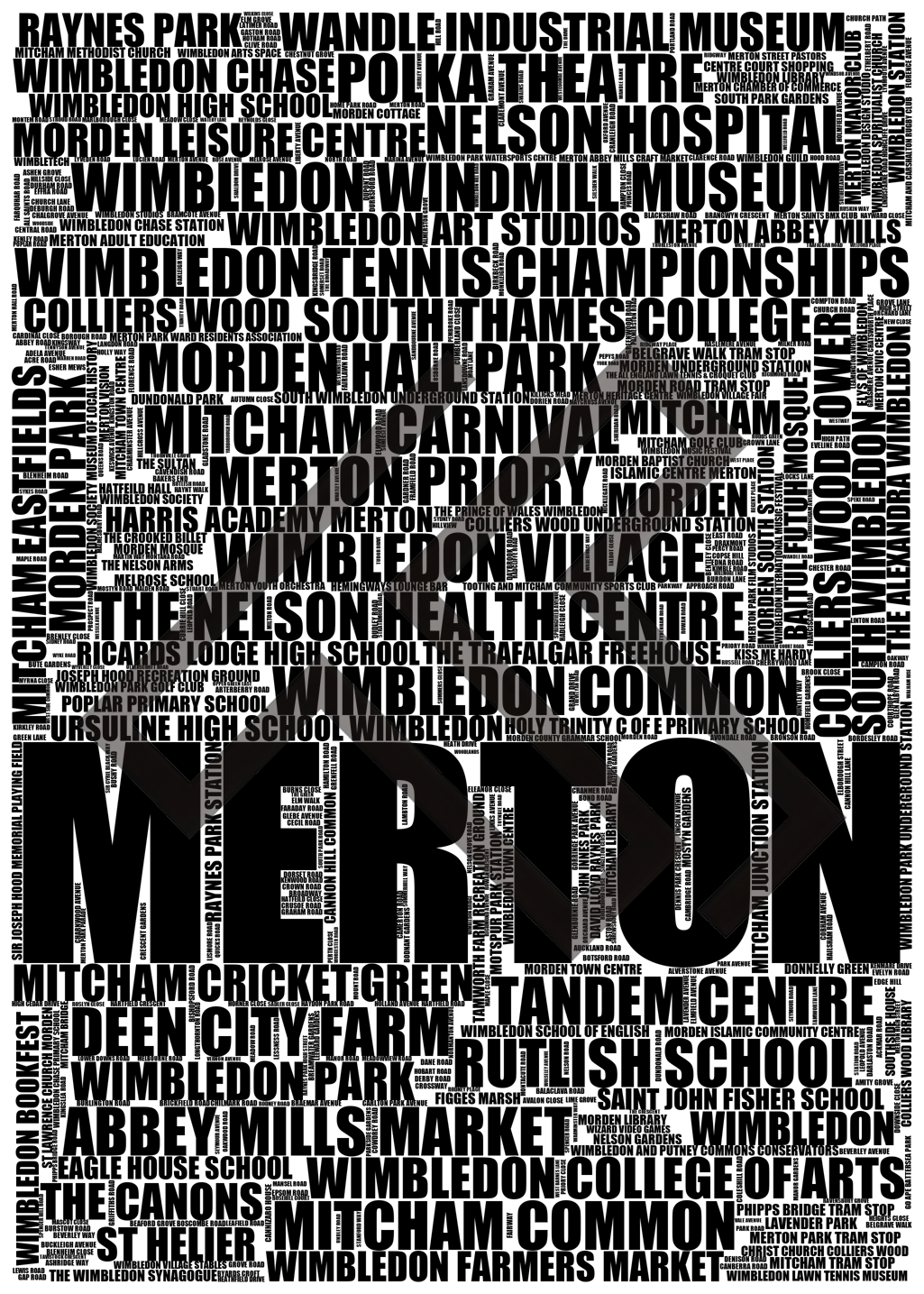 Merton - Premium Typographic Word Cloud Prints, Posters & Gifts