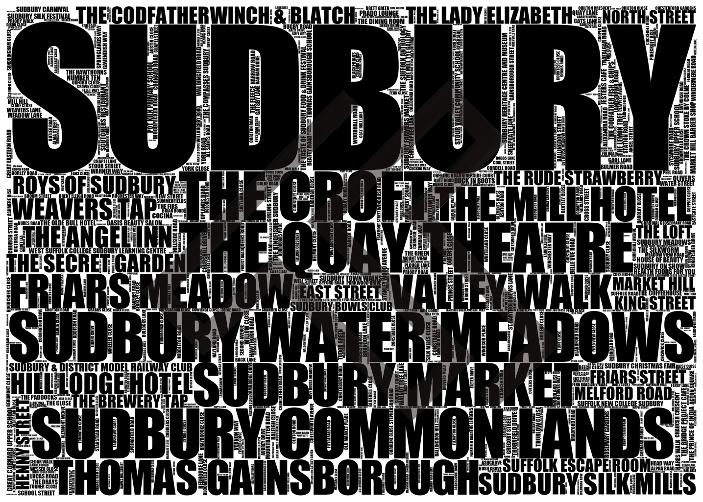 Sudbury - Premium Typographic Word Cloud Prints, Posters & Gifts