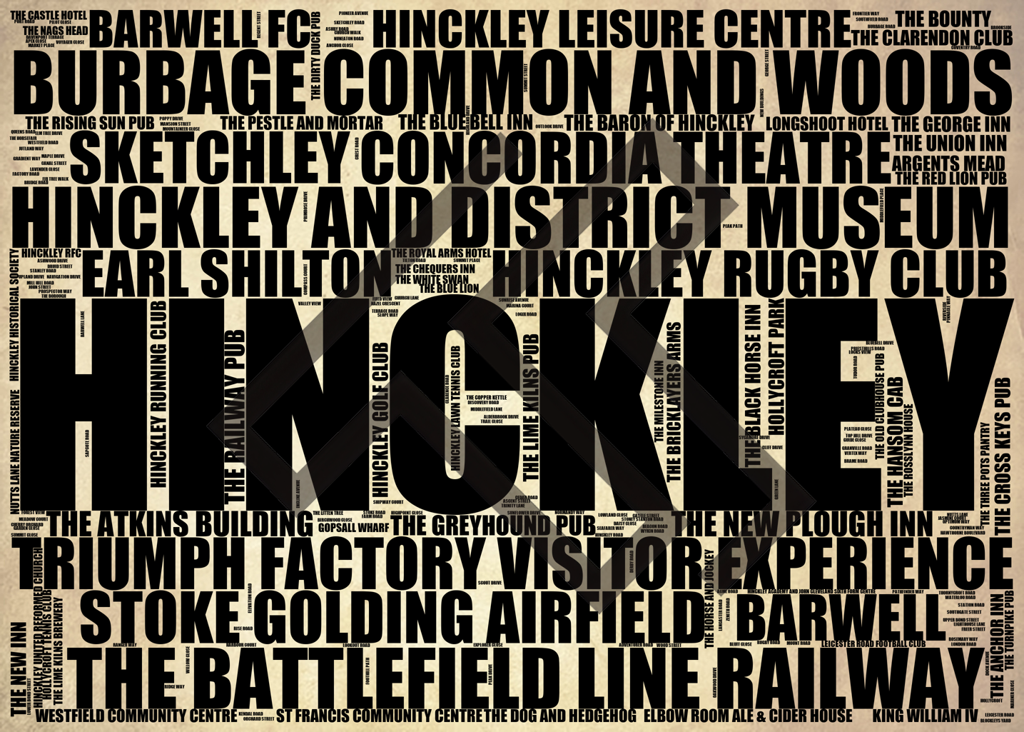 Hinckley - Premium Typographic Word Cloud Prints, Posters & Gifts