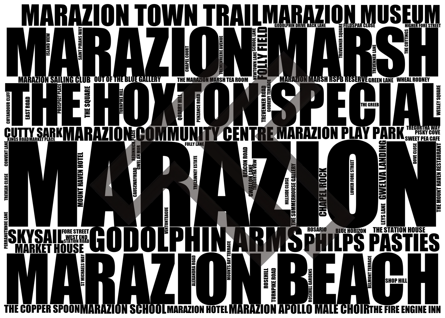 Marazion - Premium Typographic Word Cloud Prints, Posters & Gifts