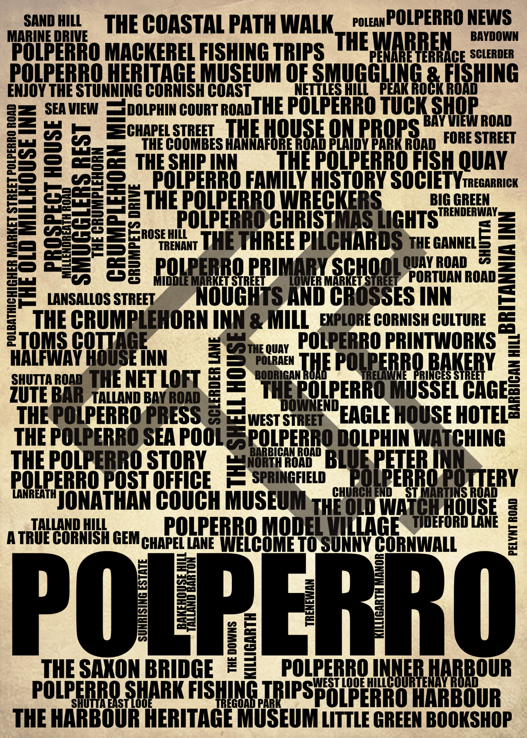 Polperro - Premium Typographic Word Cloud Prints, Posters & Gifts