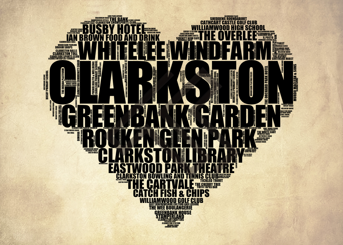 Clarkston - Premium Typographic Word Cloud Prints, Posters & Gifts