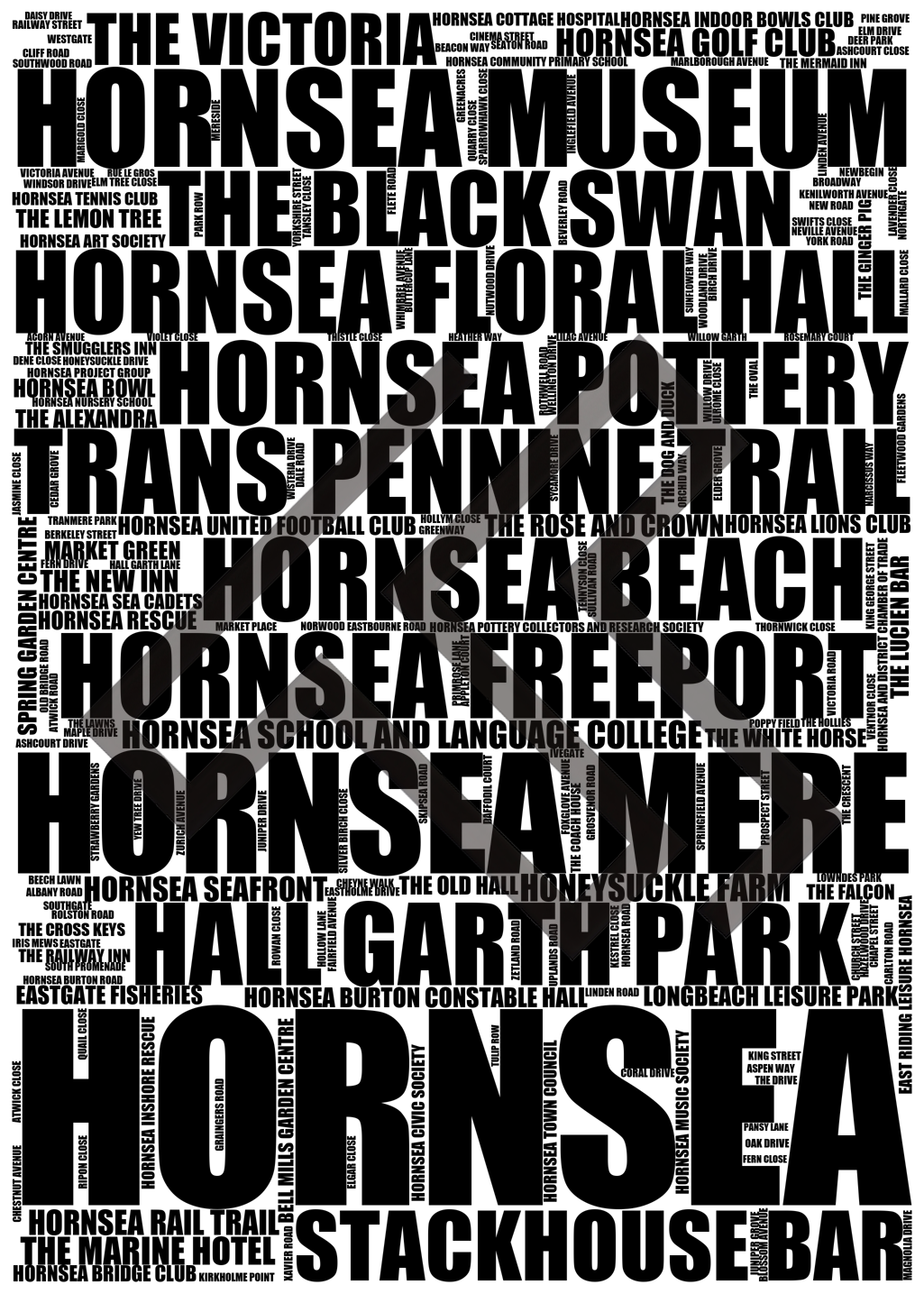 Hornsea - Premium Typographic Word Cloud Prints, Posters & Gifts