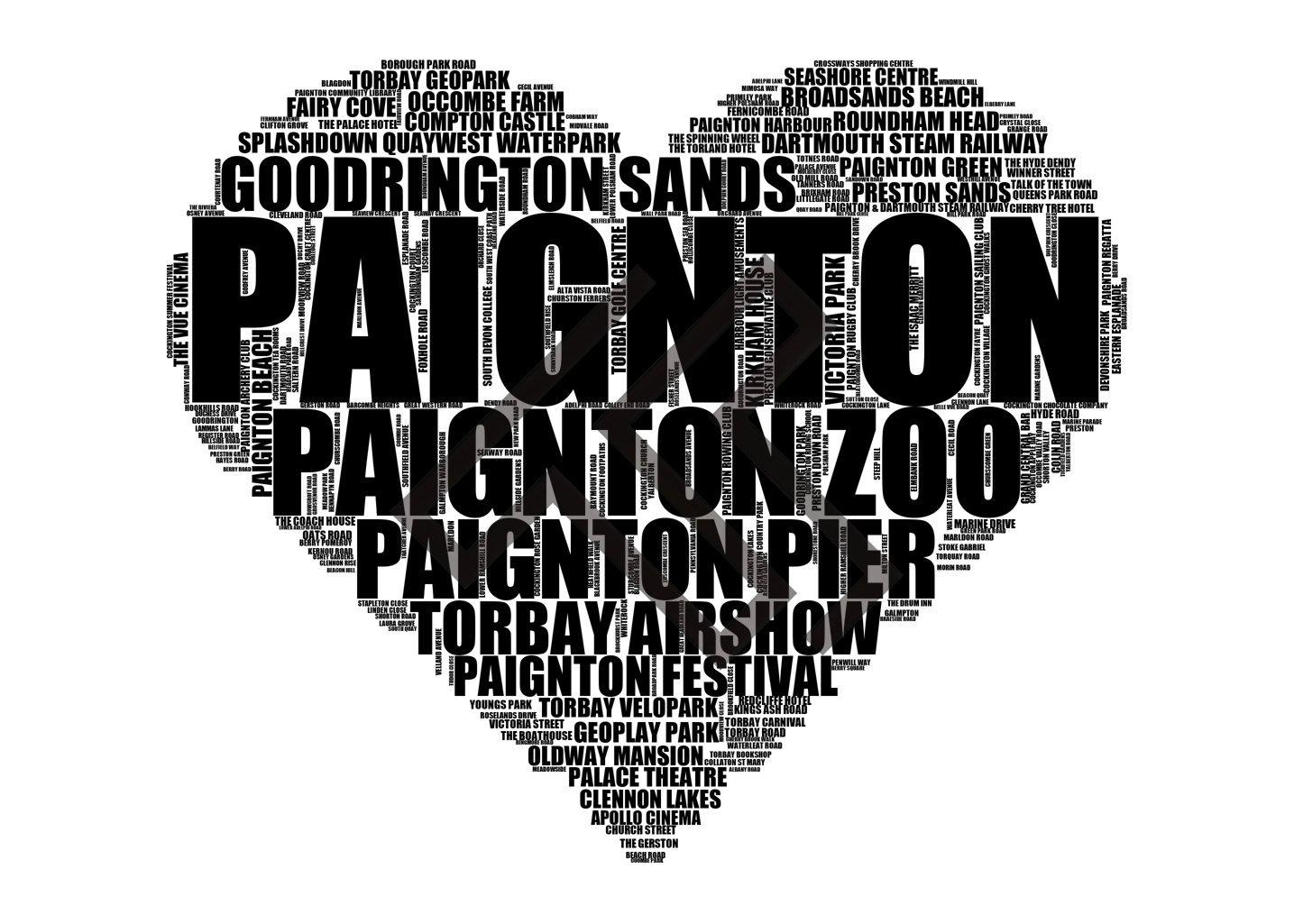 Paignton - Premium Typographic Word Cloud Prints, Posters & Gifts