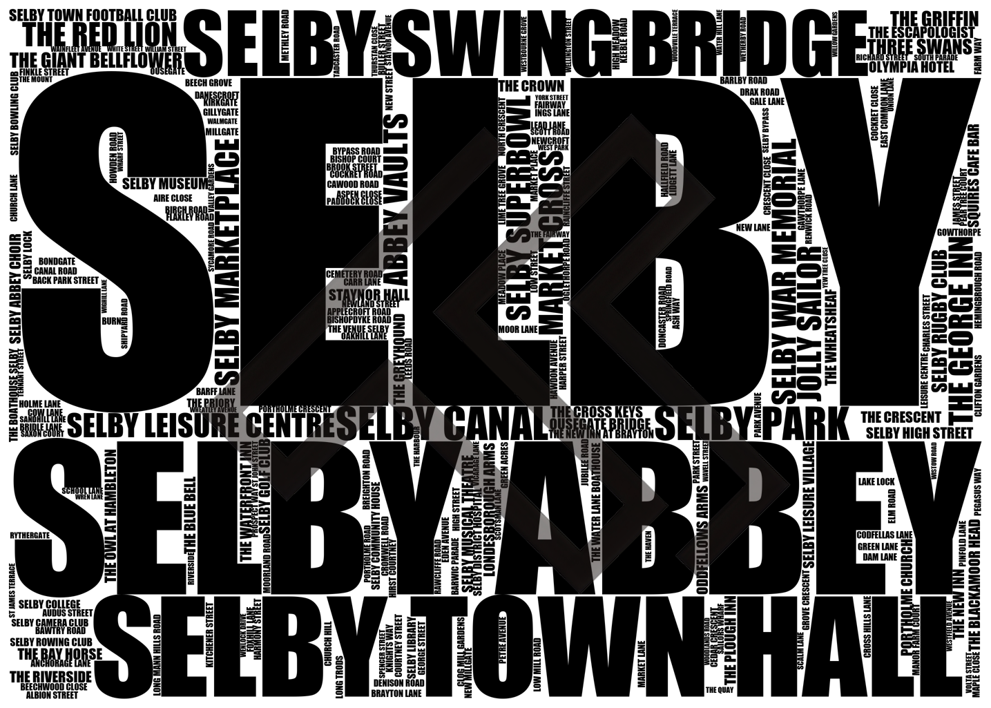 Selby - Premium Typographic Word Cloud Prints, Posters & Gifts