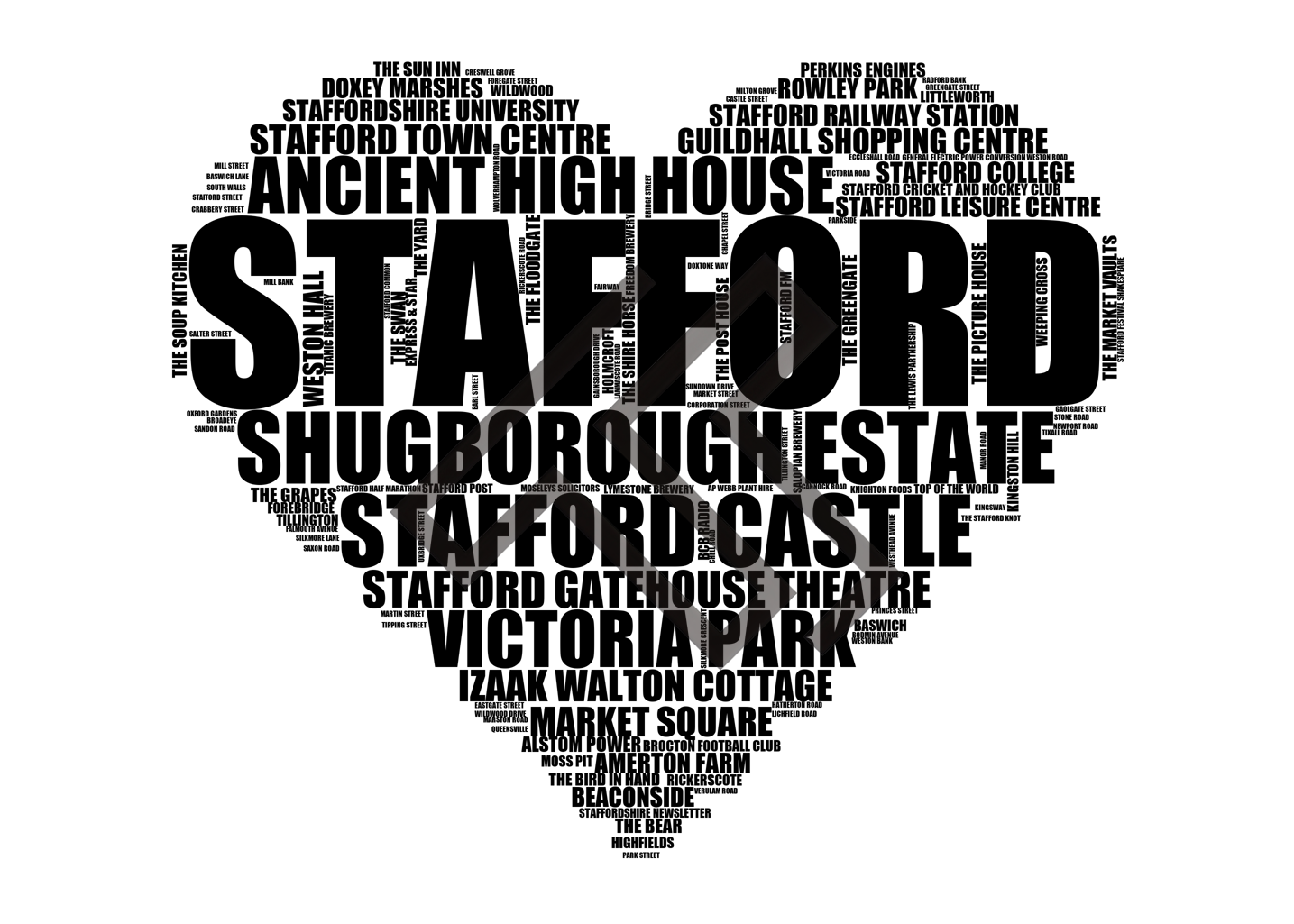 Stafford - Premium Typographic Word Cloud Prints, Posters & Gifts