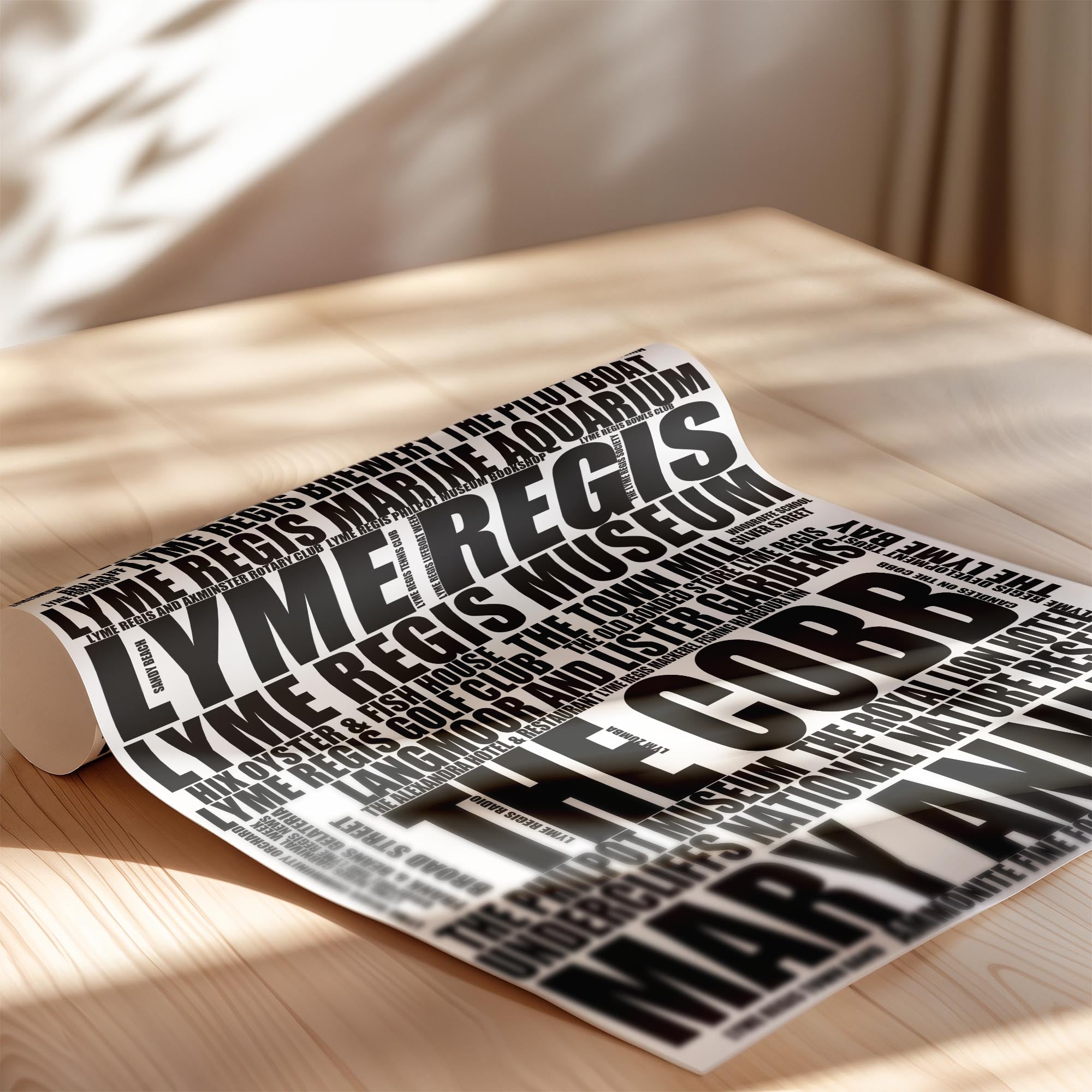 Lyme Regis - Premium Typographic Word Cloud Prints, Posters & Gifts