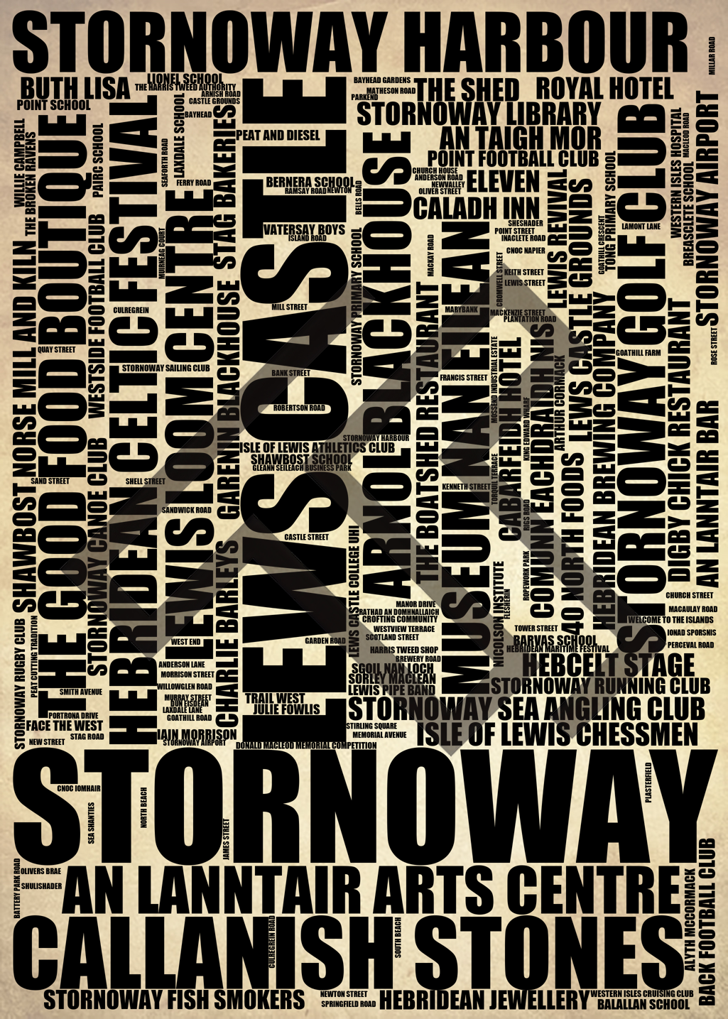 Stornoway - Premium Typographic Word Cloud Prints, Posters & Gifts