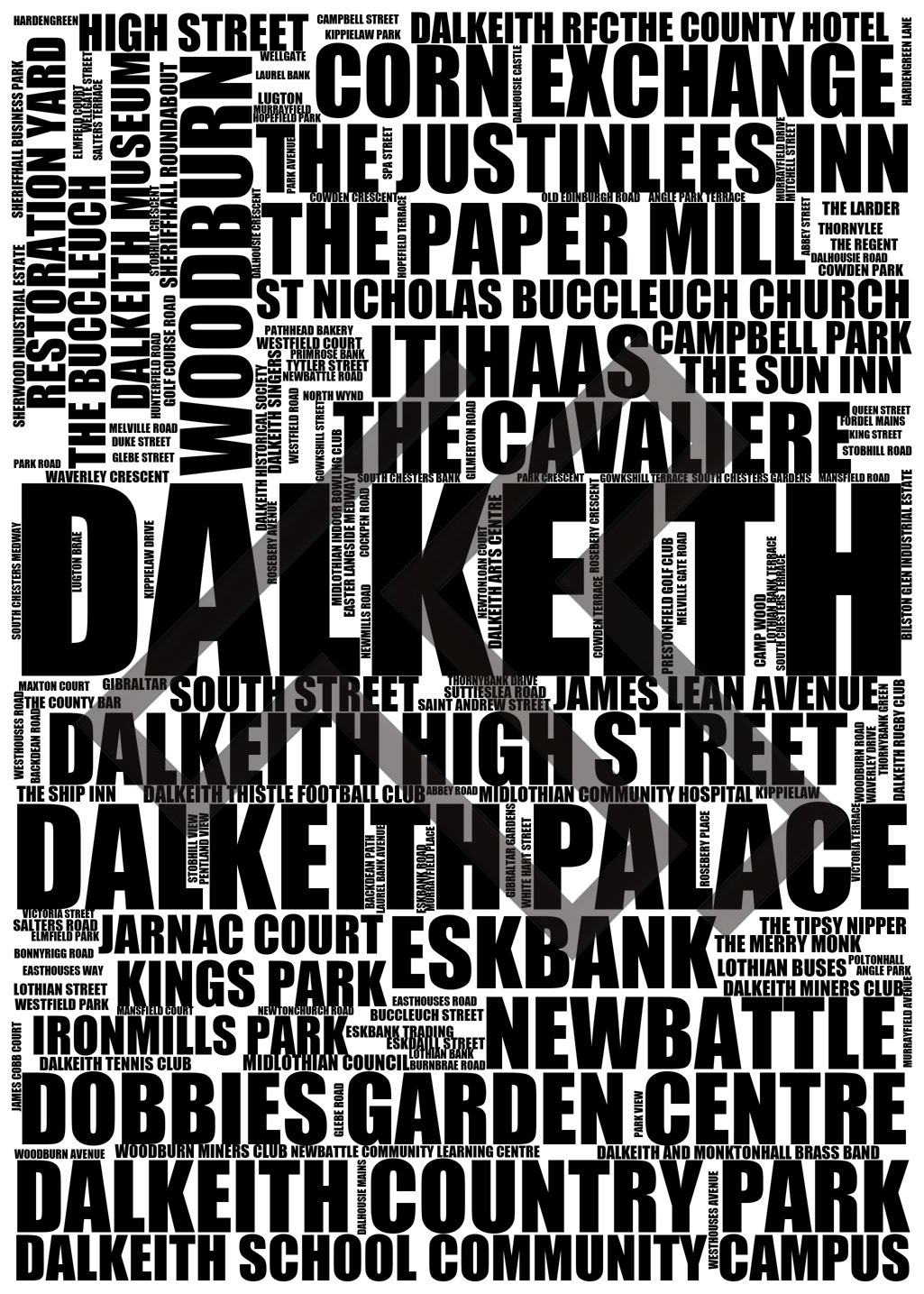 Dalkeith - Premium Typographic Word Cloud Prints, Posters & Gifts