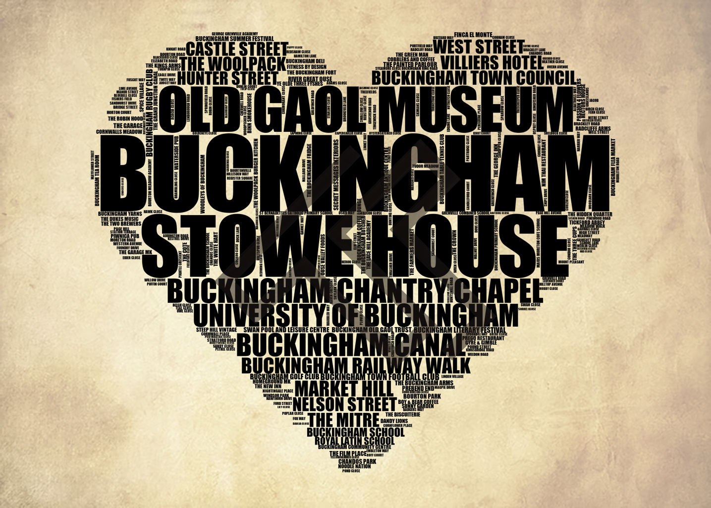 Buckingham - Premium Typographic Word Cloud Prints, Posters & Gifts