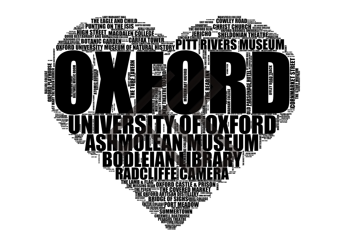 Oxford - Premium Typographic Word Cloud Prints, Posters & Gifts