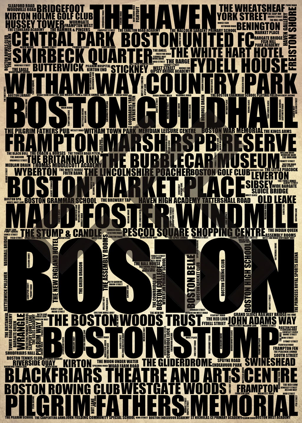 Boston - Premium Typographic Word Cloud Prints, Posters & Gifts