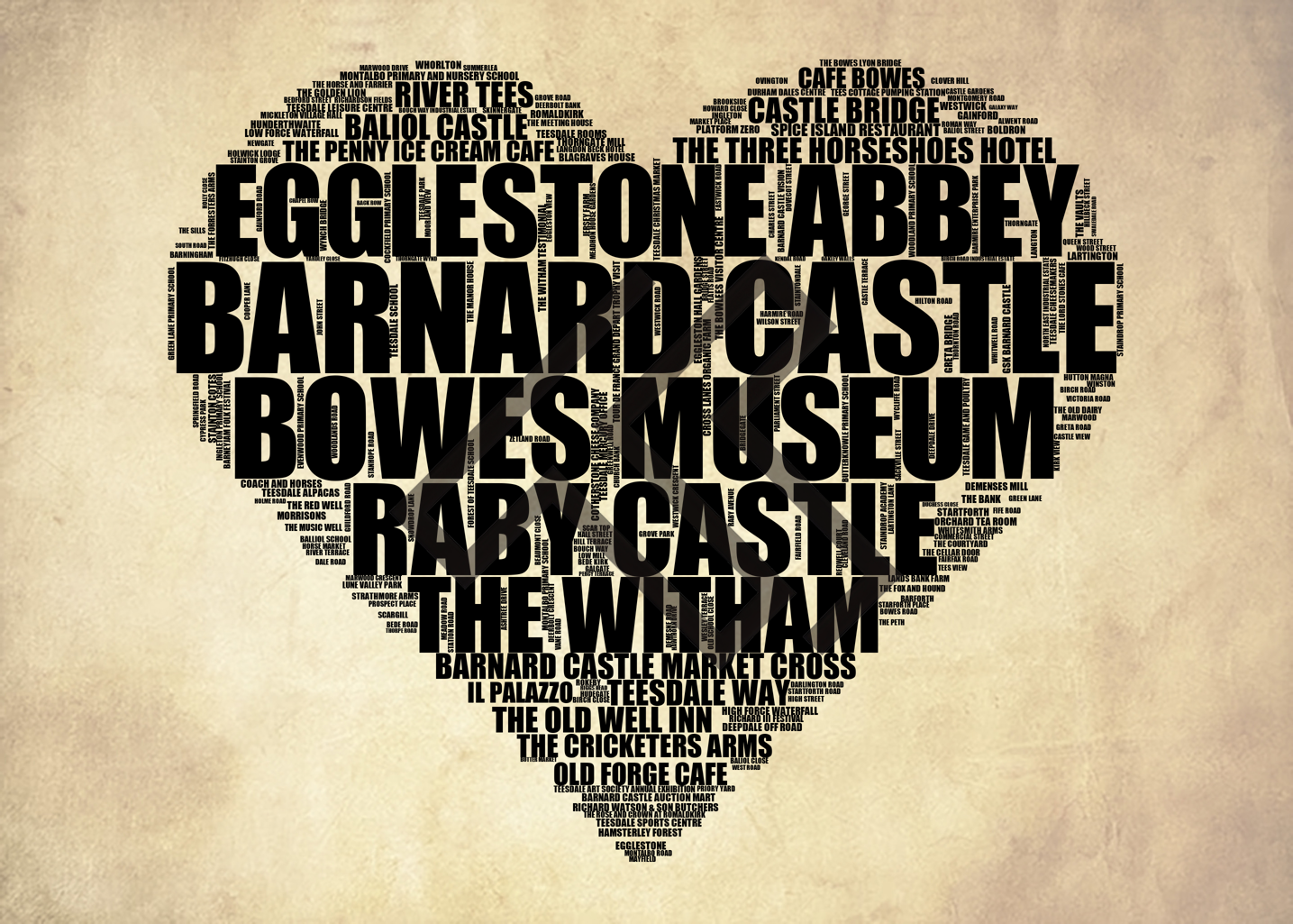 Barnard Castle - Premium Typographic Word Cloud Prints, Posters & Gifts