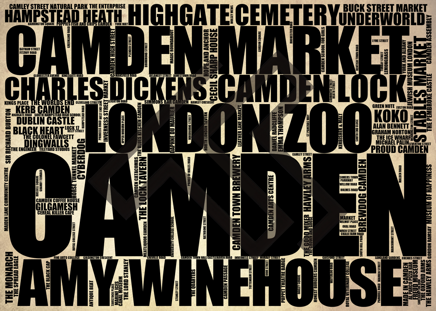 Camden - Premium Typographic Word Cloud Prints, Posters & Gifts