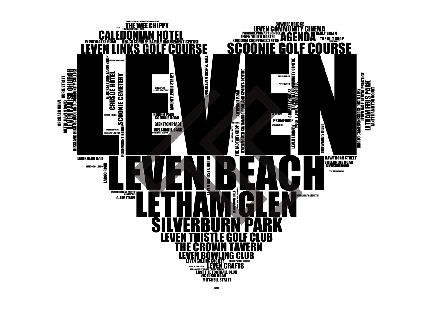 Leven - Premium Typographic Word Cloud Prints, Posters & Gifts