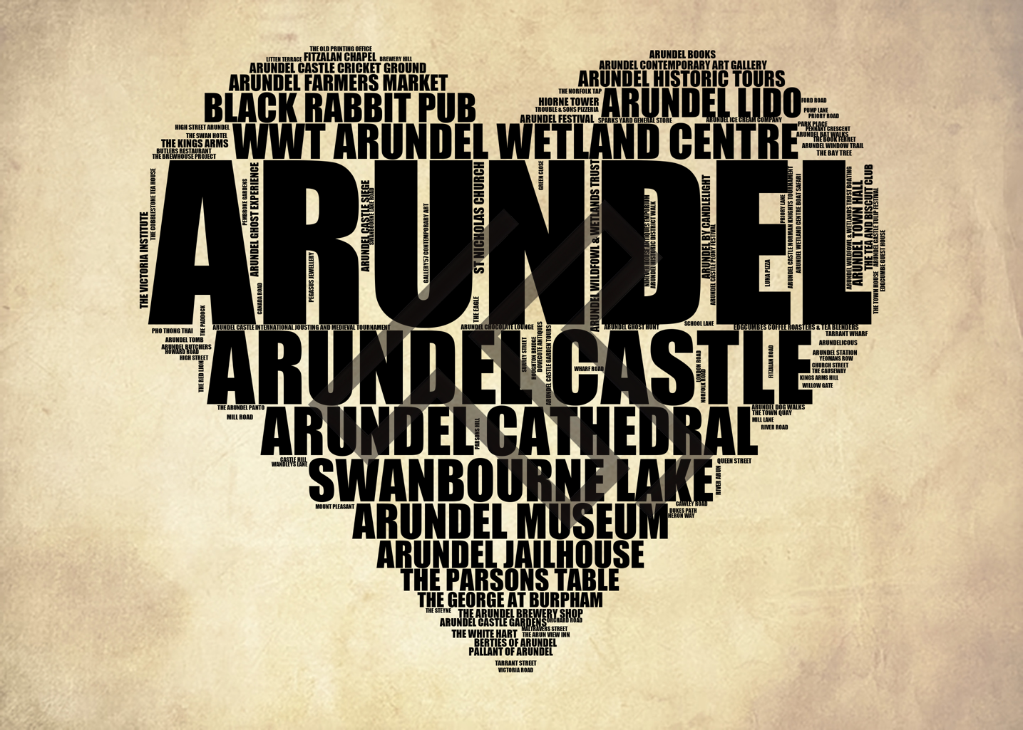 Arundel - Premium Typographic Word Cloud Prints, Posters & Gifts