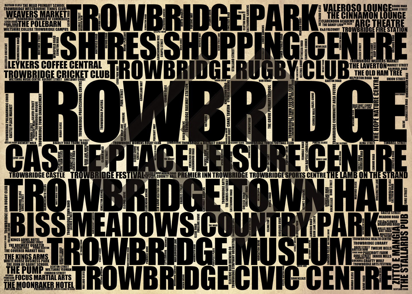 Trowbridge - Premium Typographic Word Cloud Prints, Posters & Gifts