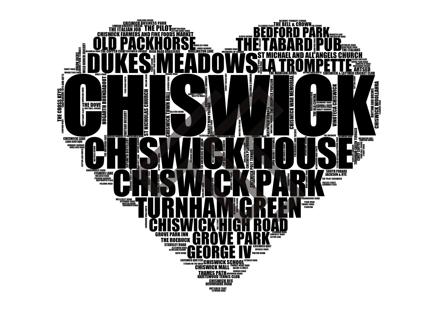 Chiswick - Premium Typographic Word Cloud Prints, Posters & Gifts