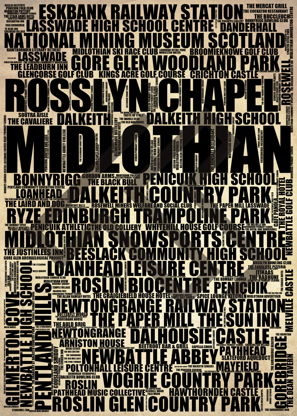 Midlothian - Premium Typographic Word Cloud Prints, Posters & Gifts