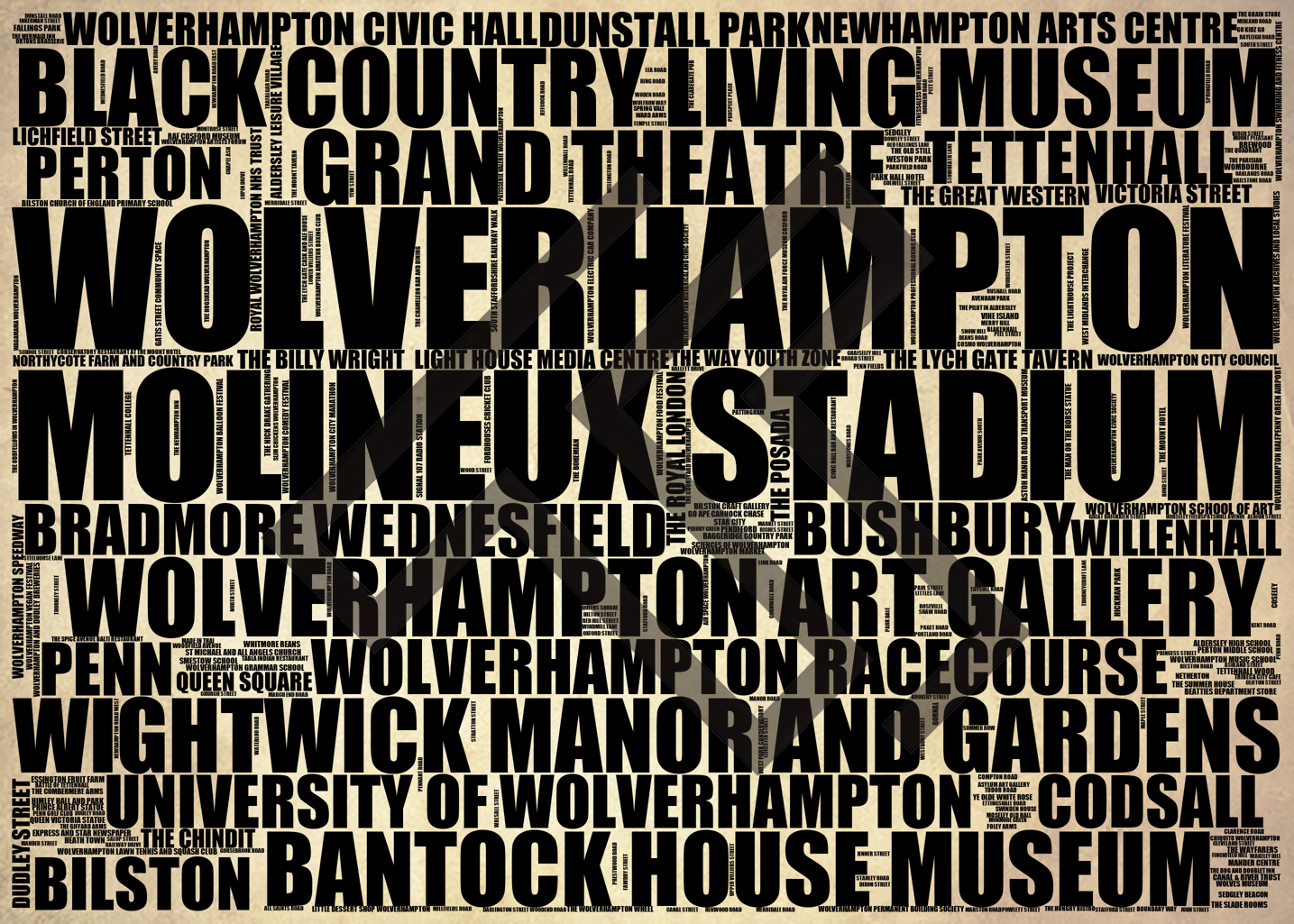 Wolverhampton - Premium Typographic Word Cloud Prints, Posters & Gifts