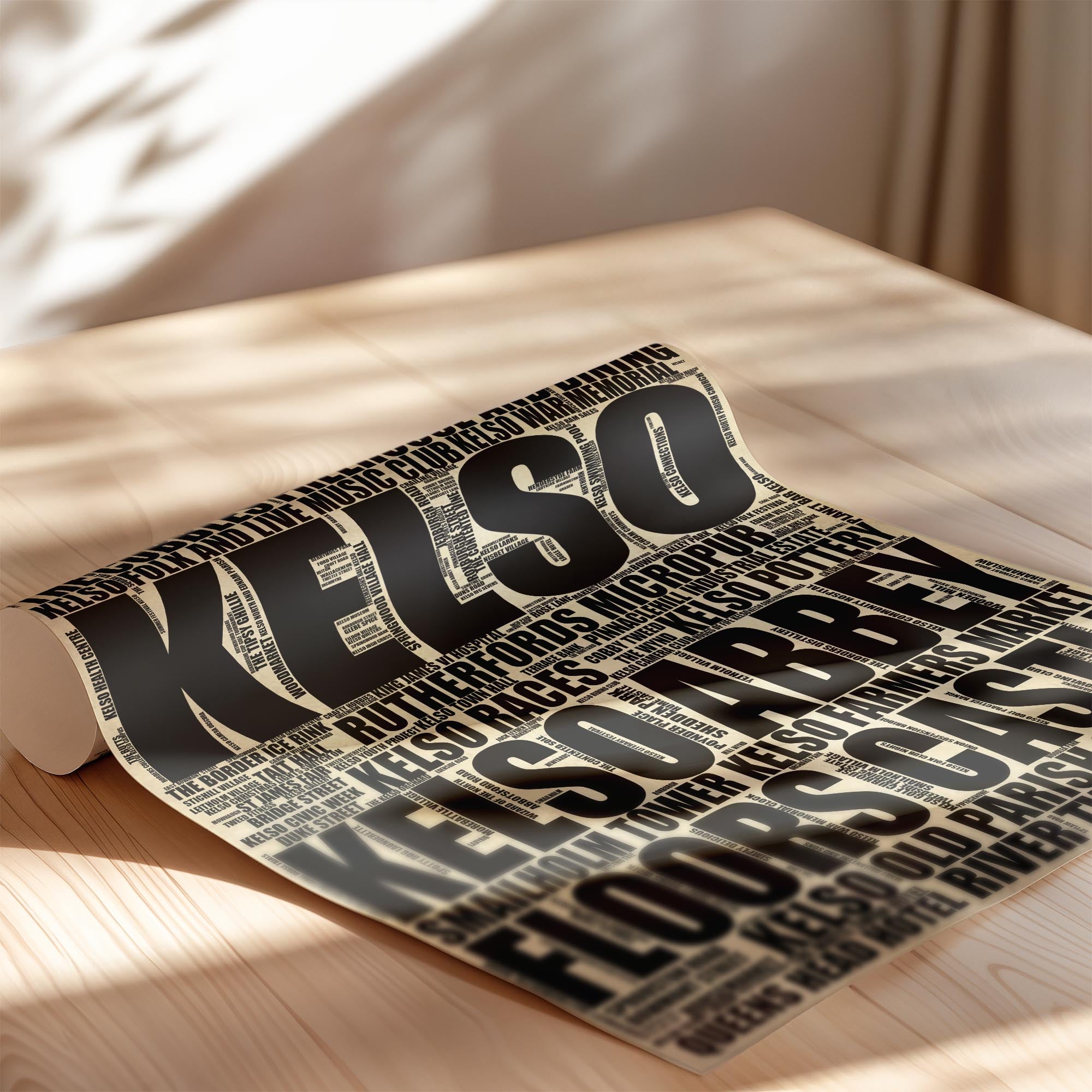 Kelso - Premium Typographic Word Cloud Prints, Posters & Gifts