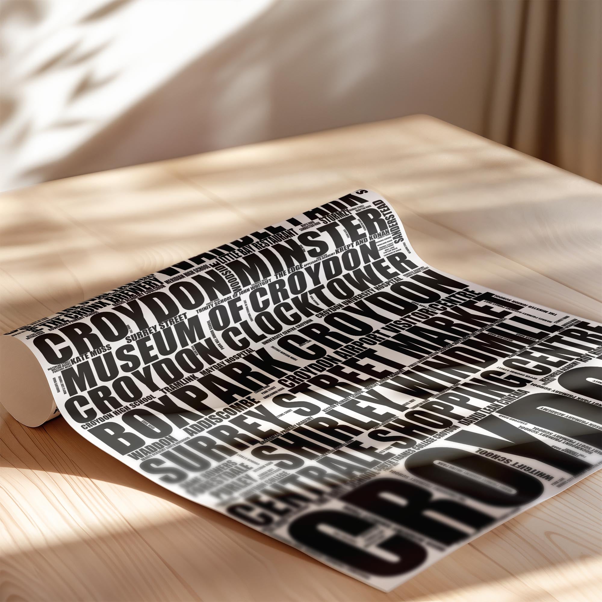 Croydon - Premium Typographic Word Cloud Prints, Posters & Gifts