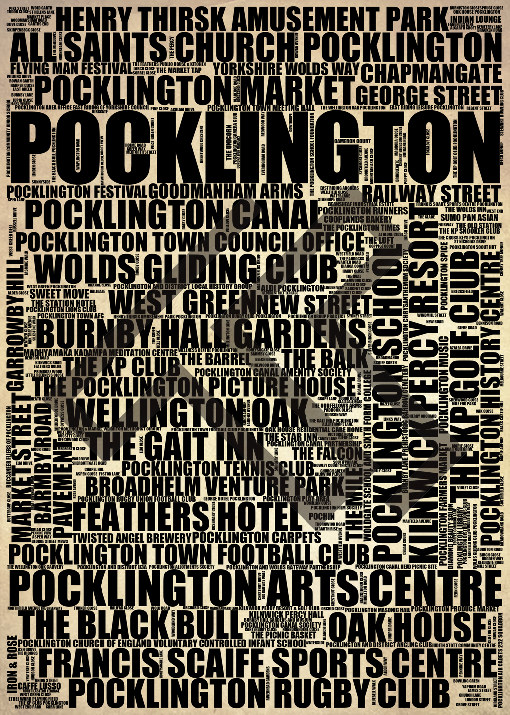 Pocklington - Premium Typographic Word Cloud Prints, Posters & Gifts