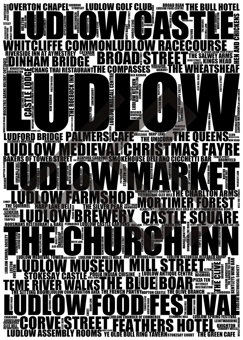 Ludlow - Premium Typographic Word Cloud Prints, Posters & Gifts