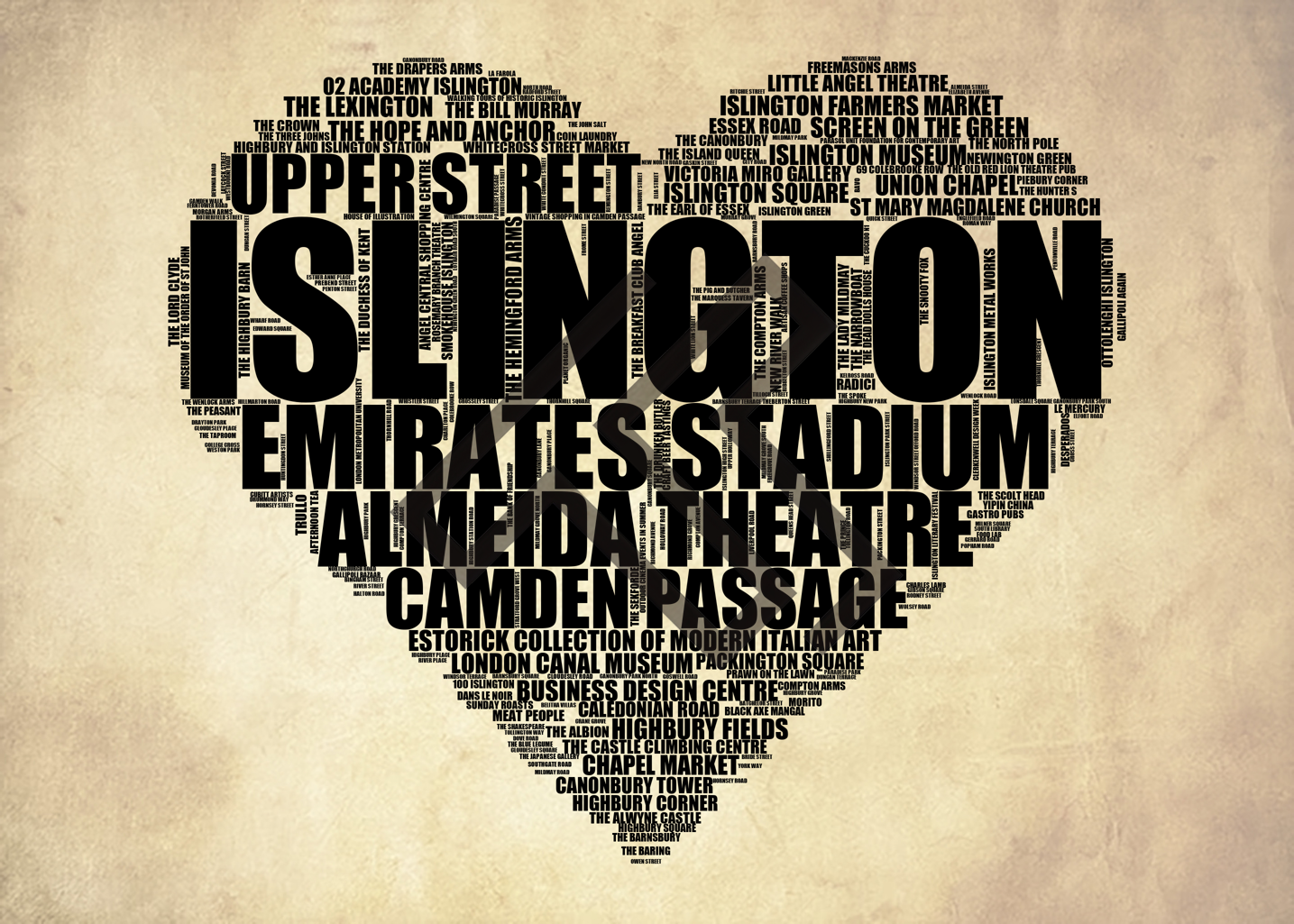 Islington - Premium Typographic Word Cloud Prints, Posters & Gifts