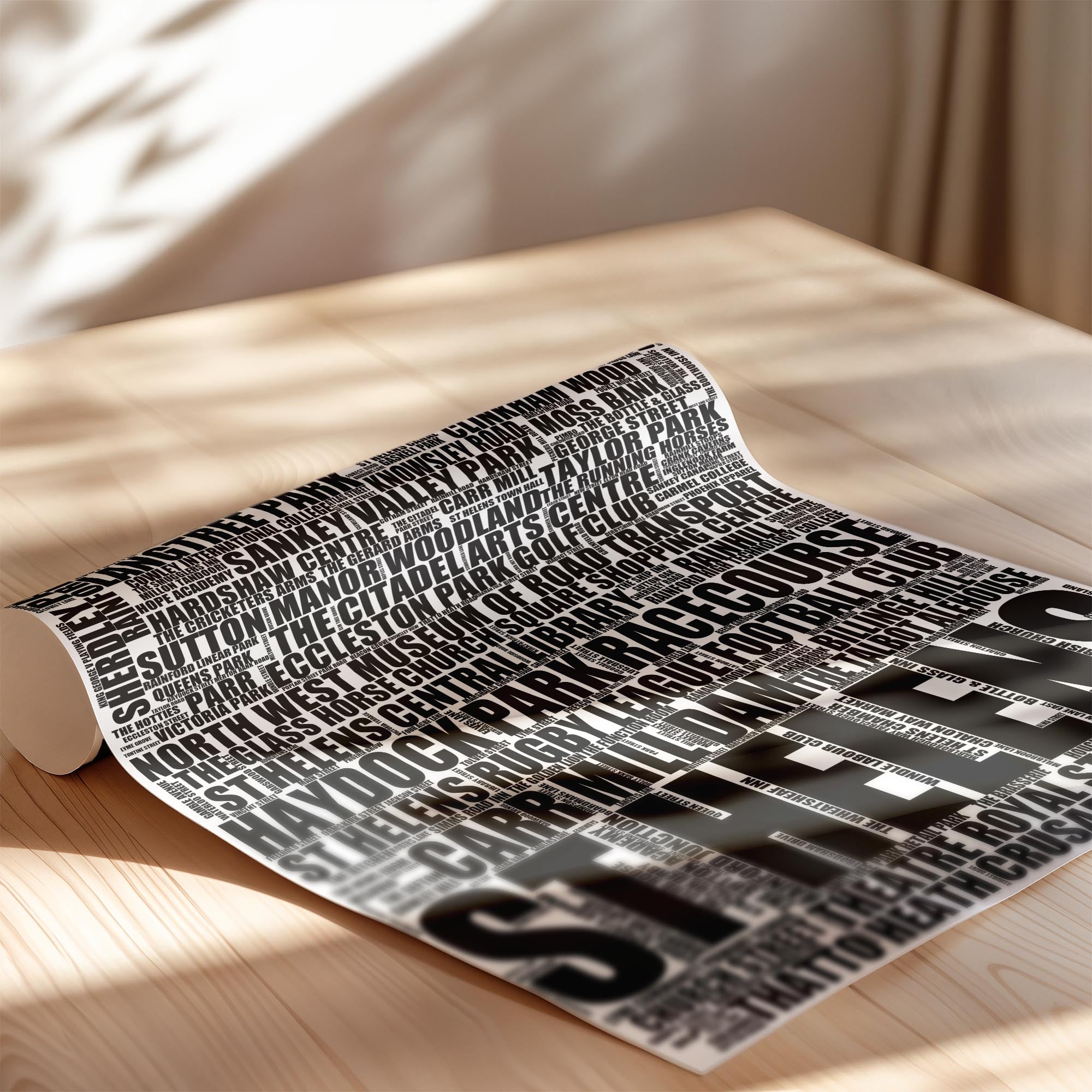 St Helens - Premium Typographic Word Cloud Prints, Posters & Gifts