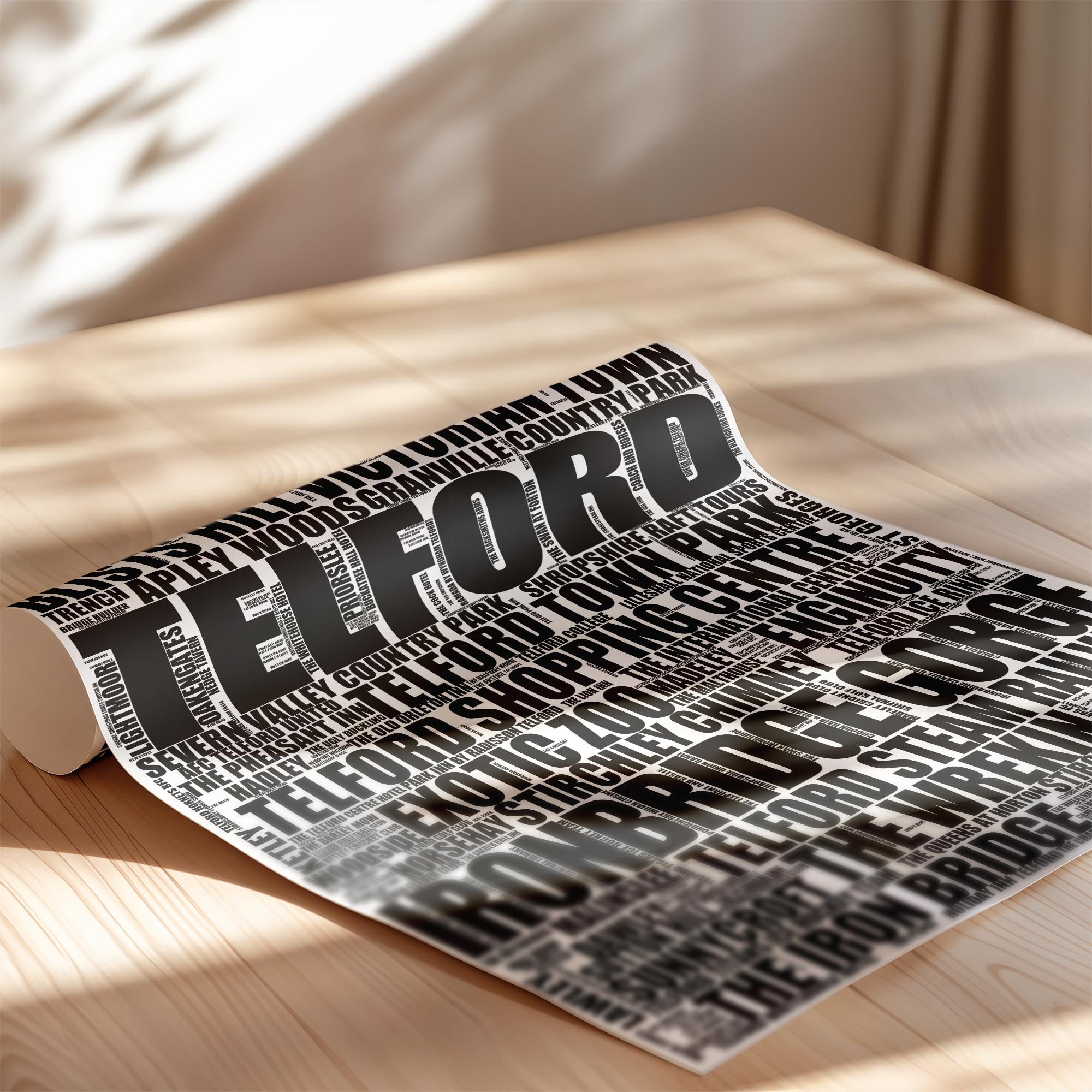 Telford - Premium Typographic Word Cloud Prints, Posters & Gifts