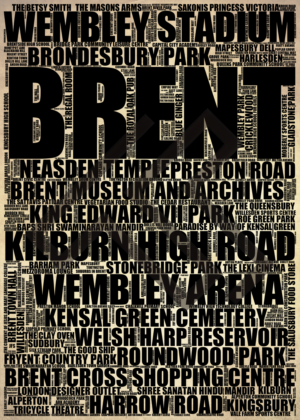 Brent - Premium Typographic Word Cloud Prints, Posters & Gifts