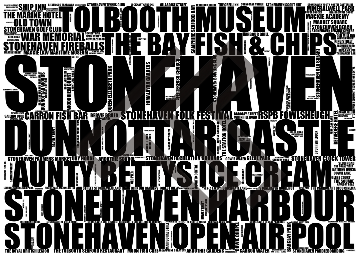 Stonehaven - Premium Typographic Word Cloud Prints, Posters & Gifts