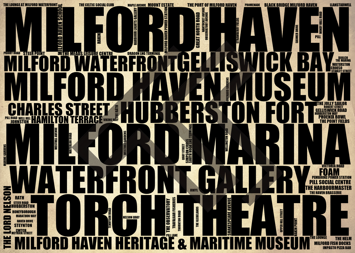 Milford Haven - Premium Typographic Word Cloud Prints, Posters & Gifts