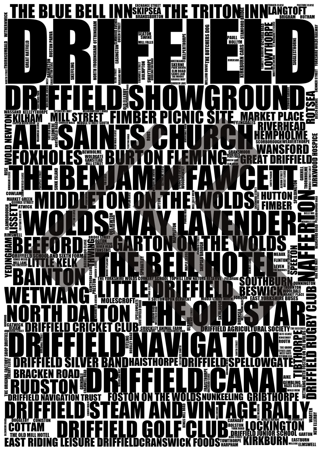 Driffield - Premium Typographic Word Cloud Prints, Posters & Gifts