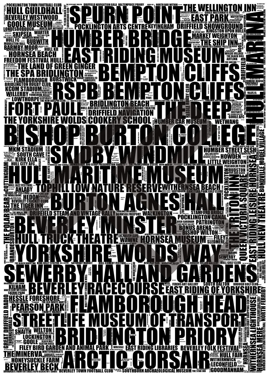 East Riding of Yorkshire - Premium Typographic Word Cloud Prints, Posters & Gifts