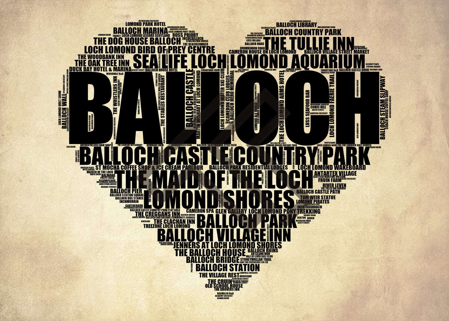 Balloch - Premium Typographic Word Cloud Prints, Posters & Gifts