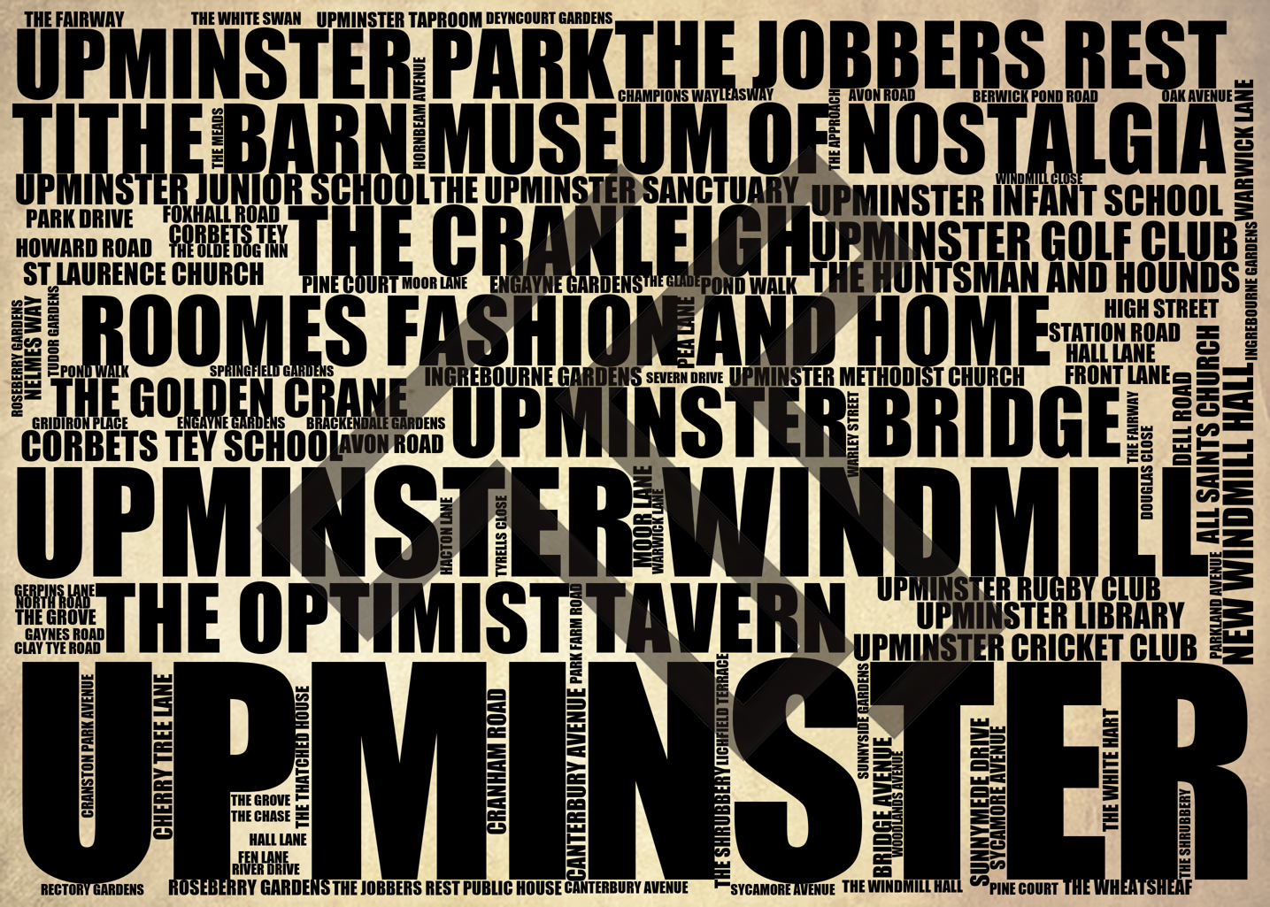 Upminster - Premium Typographic Word Cloud Prints, Posters & Gifts