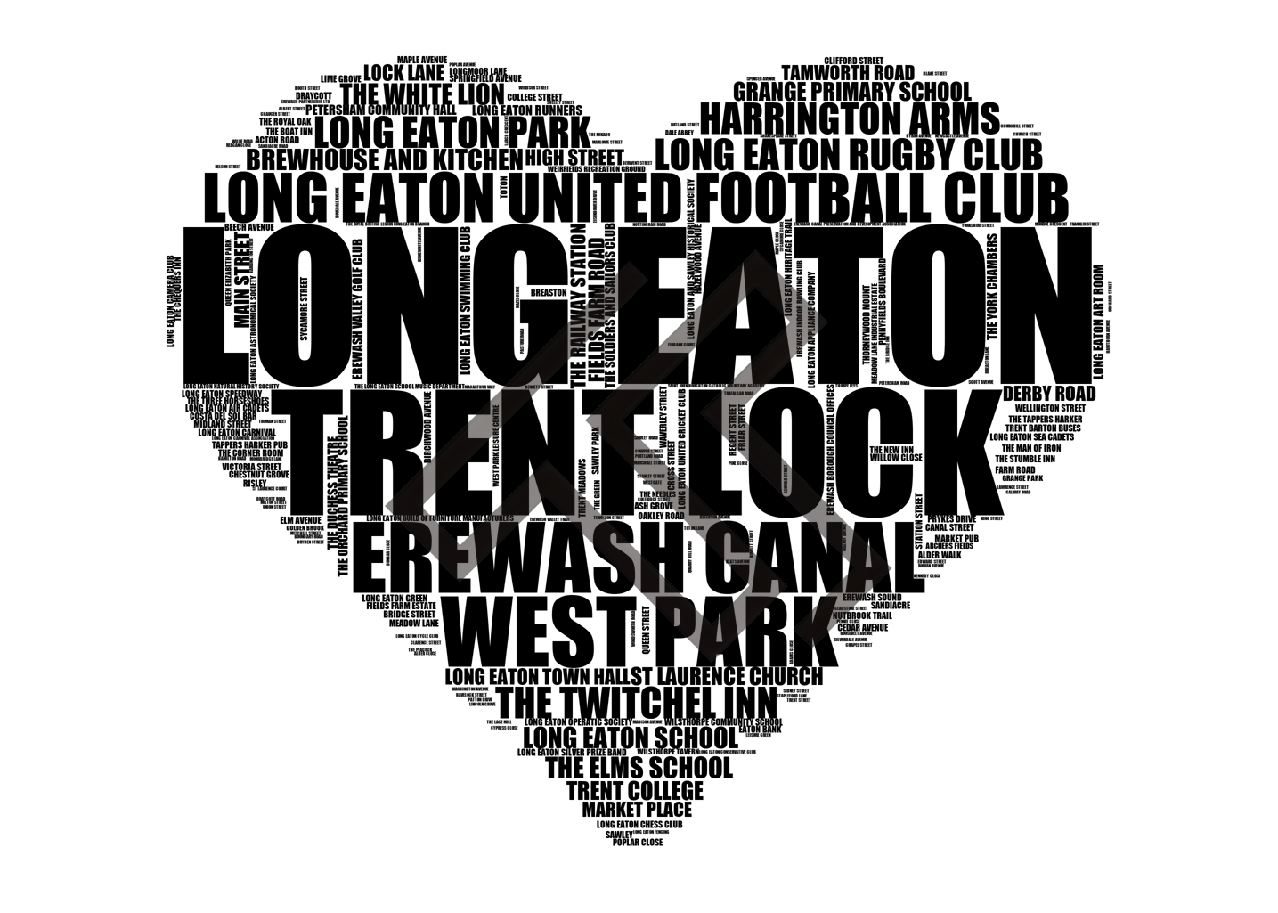 Long Eaton - Premium Typographic Word Cloud Prints, Posters & Gifts